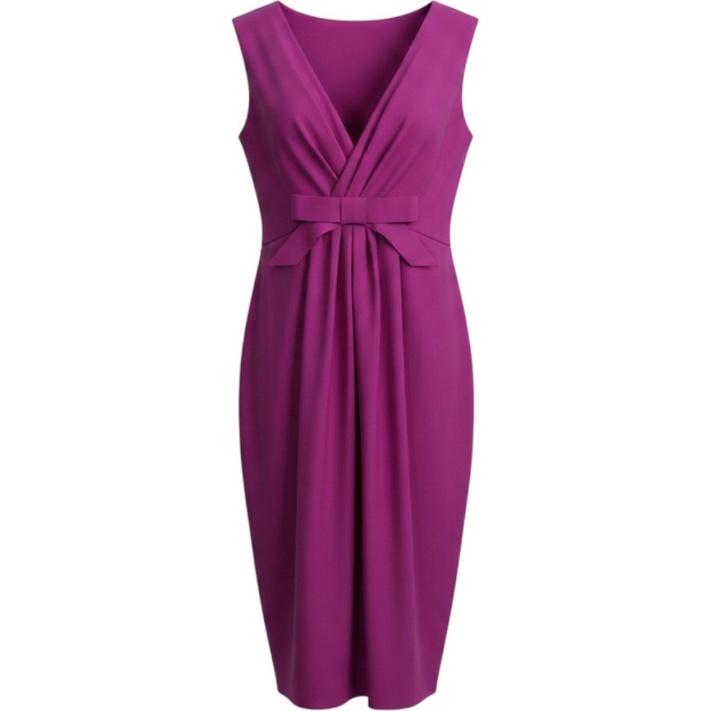 Chiara Boni La Petite Robe Dress Purple Surplice Bow Sheath Italian 46